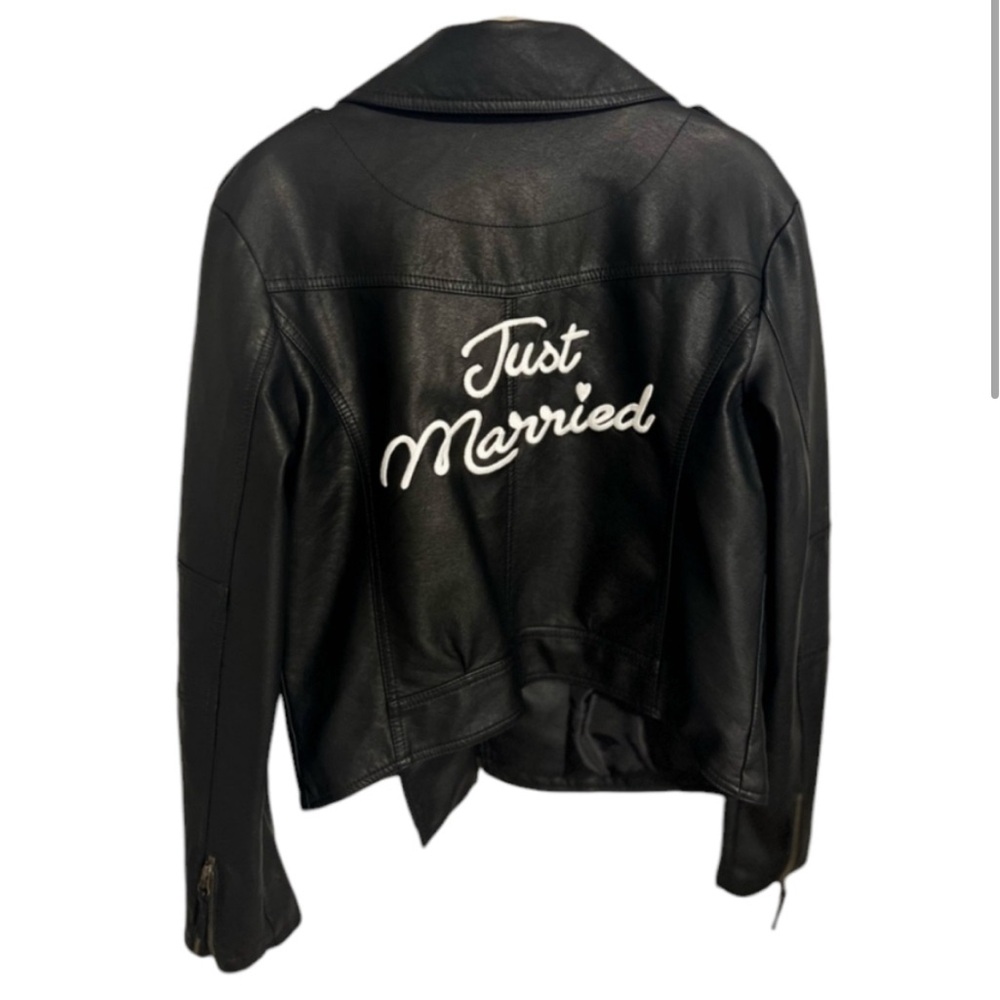Just married faux leather jacket